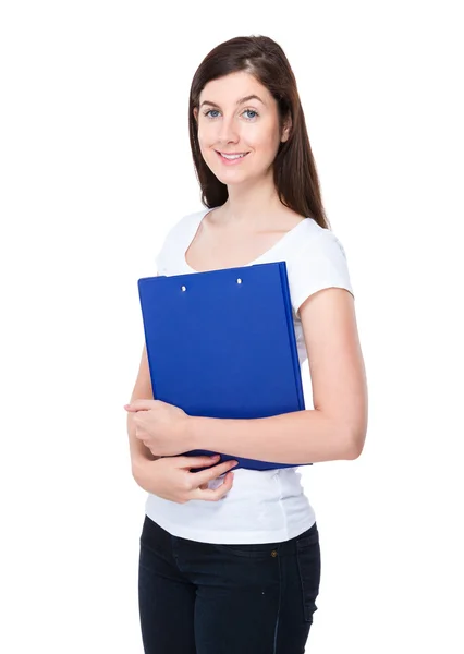 Caucasian woman with clipboard — Stock Photo, Image