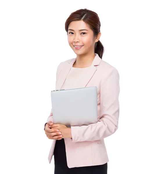 Businesswoman with laptop computer — Stock Photo, Image