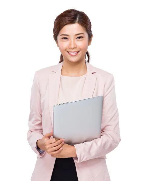 Businesswoman with laptop computer — Stock Photo, Image