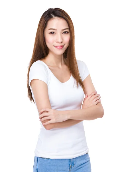 Young woman with arms crossed — Stock Photo, Image