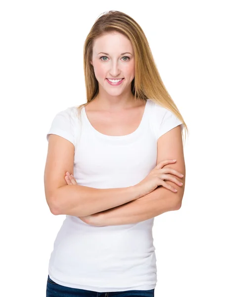 Woman with arms crossed — Stock Photo, Image