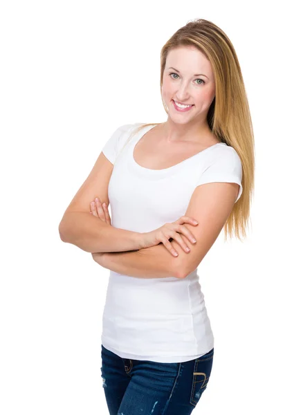 Woman with arms crossed — Stock Photo, Image