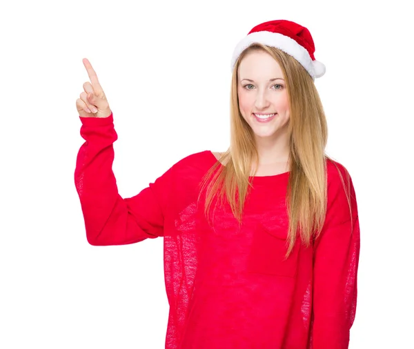 Młoda kobieta w kapeluszu Boże Narodzenie — Zdjęcie stockowe
