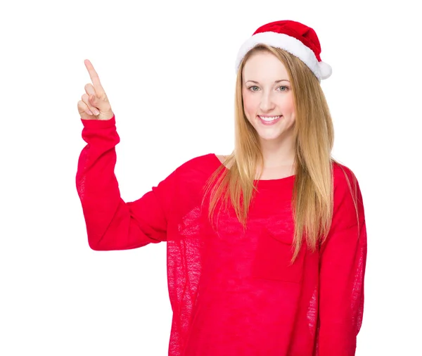 Jovem mulher de chapéu de Natal — Fotografia de Stock