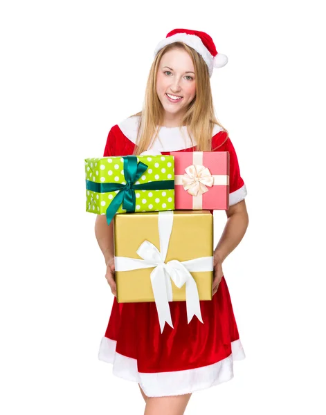 Chica joven con regalos de Navidad —  Fotos de Stock