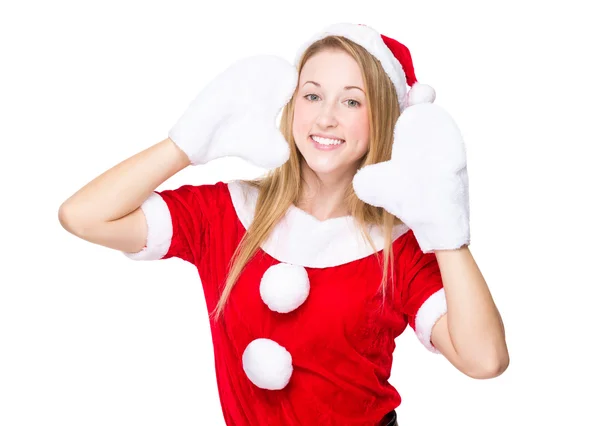 Jeune fille en robe de Noël — Photo