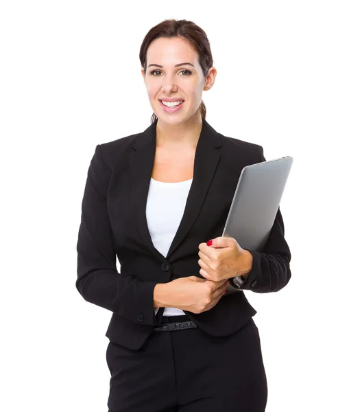 Businesswoman with laptop computer Stock Photo