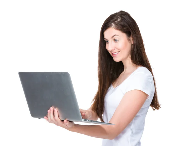 Young woman with laptop Stock Image