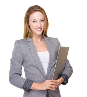 dizüstü bilgisayar ile beyaz iş kadını