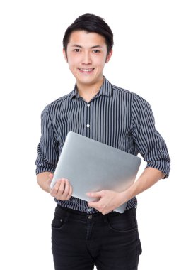 dizüstü bilgisayar ile Asya iş adamı