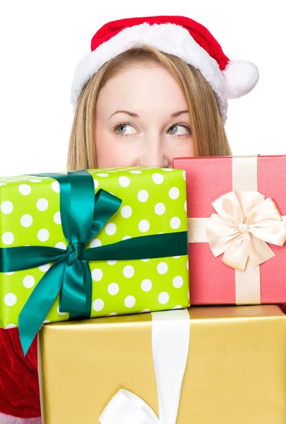 Young girl with Christmas presents — Stock Photo, Image