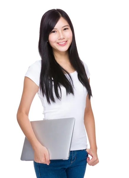 Woman with laptop computer — Stock Photo, Image