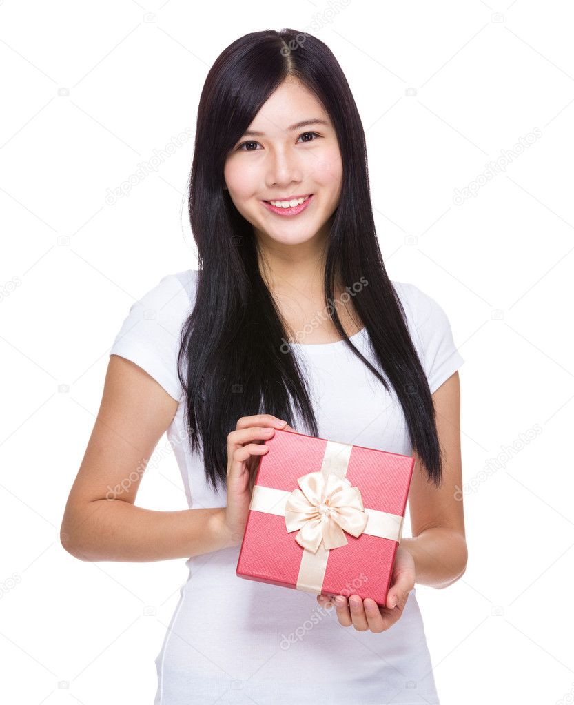 Woman with gift box