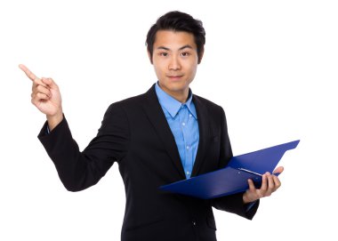 Pano ve parmak ile işadamı