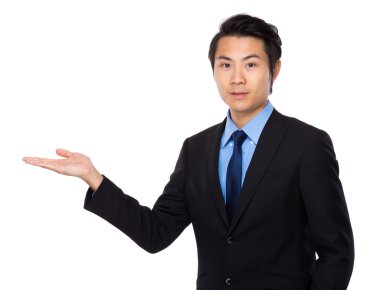 Açık el palm ile işadamı