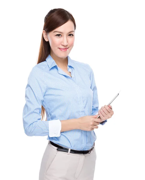 Businesswoman with digital tablet — Stock Photo, Image