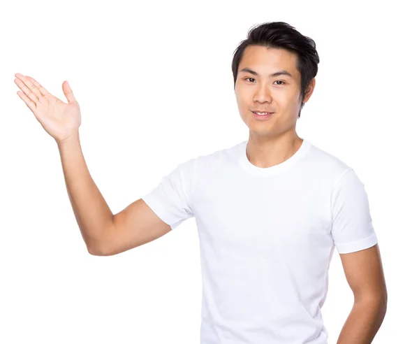 Man with open hand palm — Stock Photo, Image