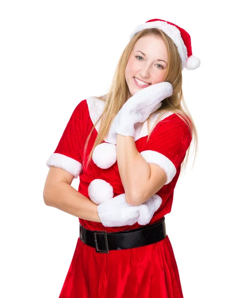 Kvinnan i juldräkt — Stockfoto