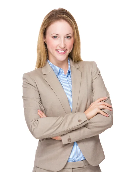 Young businesswoman with arms crossed — Stock Photo, Image