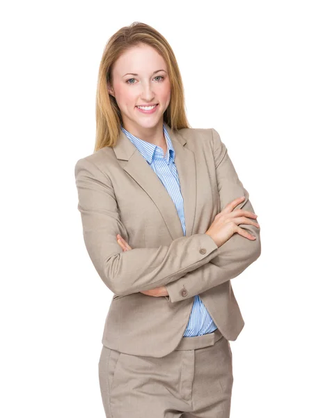 Young businesswoman with arms crossed — Stock Photo, Image