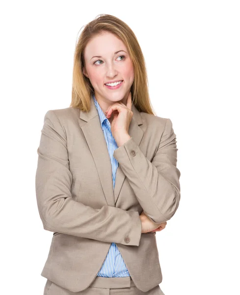 Businesswoman thinking of idea — Stock Photo, Image