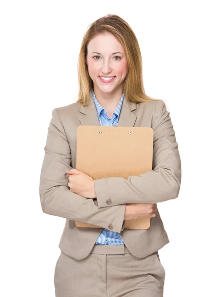 Businesswoman with clipboard — Stock Photo, Image