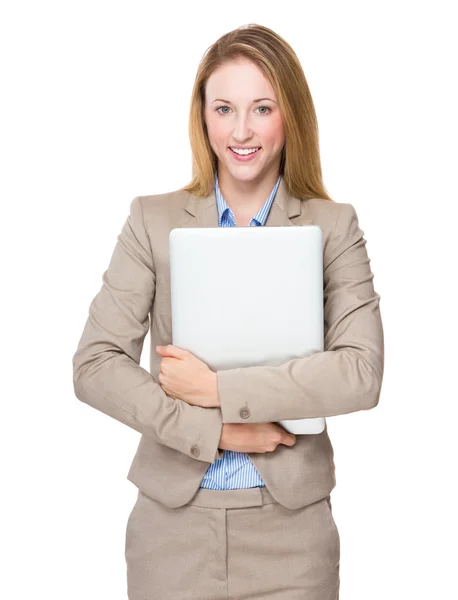 Zakenvrouw met laptop computer — Stockfoto