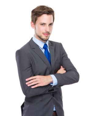 kollarını çapraz yakışıklı işadamı