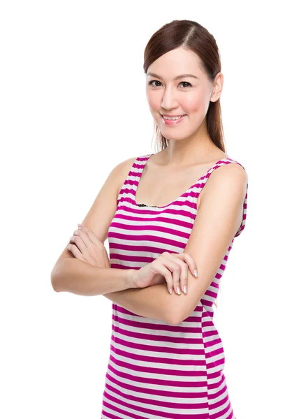 Woman with arms crossed — Stock Photo, Image