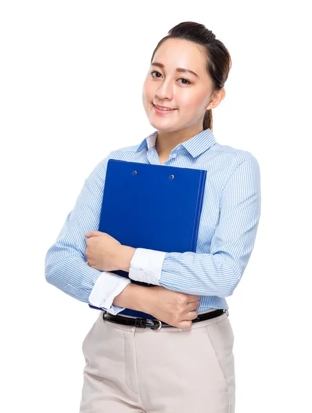 Young businesswoman with clipboard — Stock Photo, Image