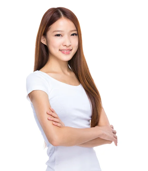 Young woman with arms crossed — Stock Photo, Image