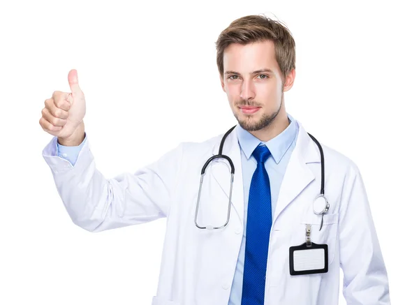 Male doctor with thumb up — Stock Photo, Image