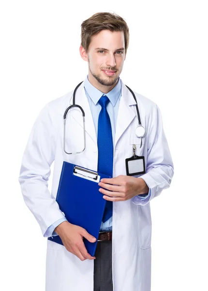 Male doctor with clipboard — Stock Photo, Image
