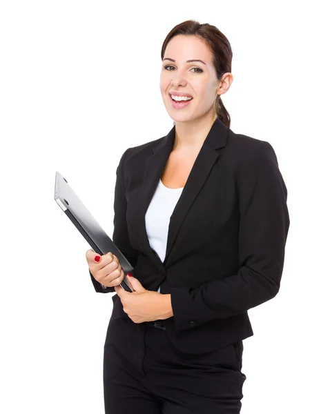 Businesswoman with clipboard — Stock Photo, Image