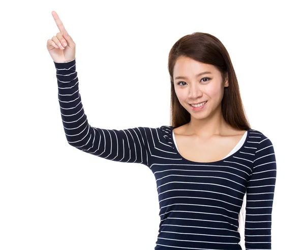 Young asian woman pointing — Stock Photo, Image