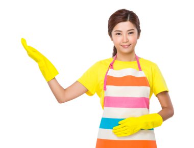 Açık el palm ile ev hanımı