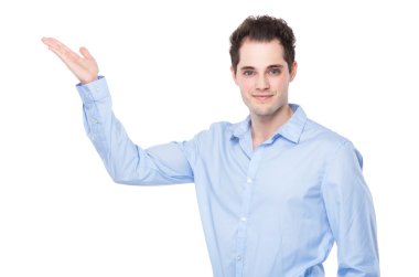 Açık el palm ile işadamı