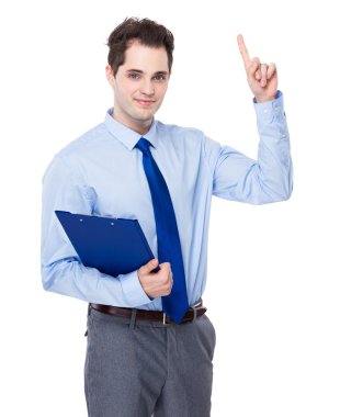 Pano ve parmak ile işadamı