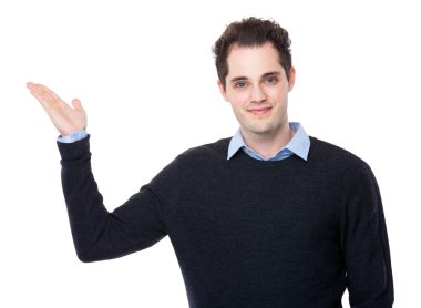 Açık el palm ile işadamı