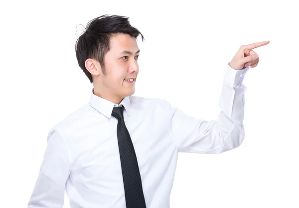 Giovane asiatico businessman indicando — Foto Stock