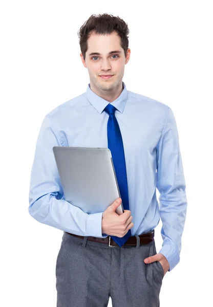 Businessman with laptop computer — Stock Photo, Image