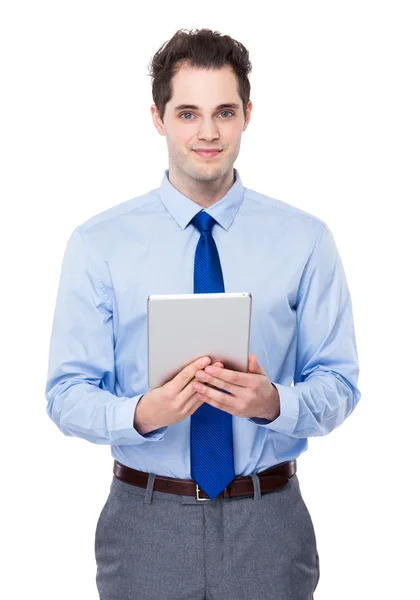 Geschäftsmann mit digitalem Tablet — Stockfoto