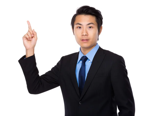 Επιχειρηματίας με το δάχτυλο σημείο επάνω — Stockfoto