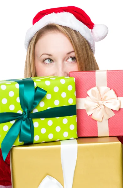Young girl with Christmas presents — Stock Photo, Image