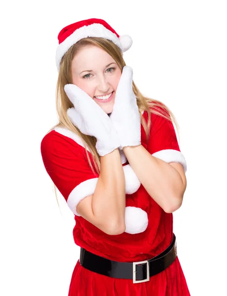 Jovem no vestido de Natal — Fotografia de Stock