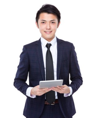 tablet ile genç işadamı