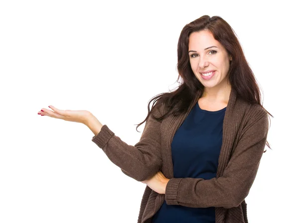 Vrouw geven hand presentatie — Stockfoto