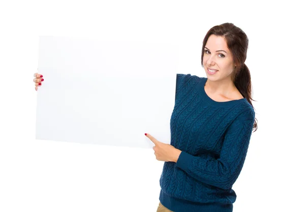 Woman with blank sign — Stock Photo, Image