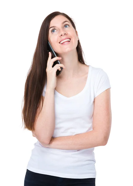 Vrouw met mobiele telefoon — Stockfoto