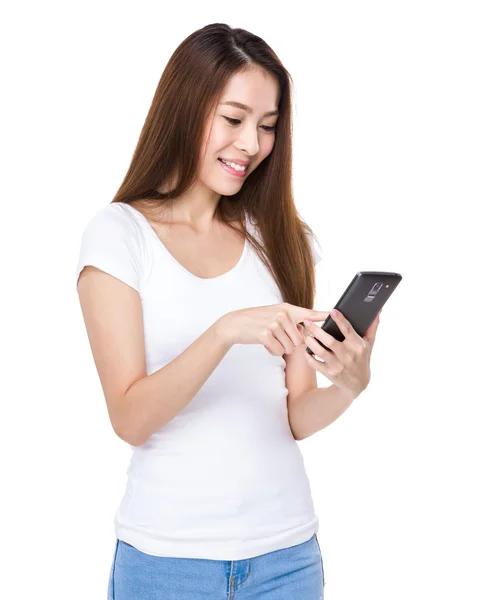 Young woman with cellphone — Stock Photo, Image